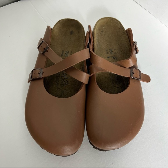 Birkenstock Birks Birkis Brown Leather Clog Slip On Shoe Mary Jane 41 - Picture 9 of 9